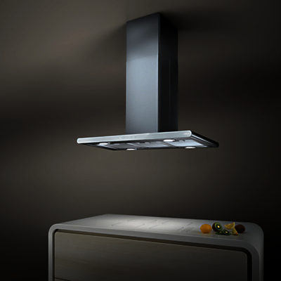Elica Galaxy Island Chimney Cooker Hood Stainless Steel/White Glass